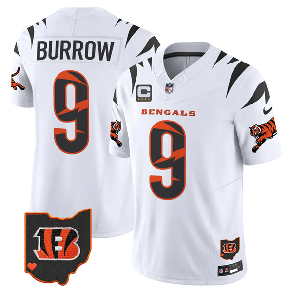 Men's Cincinnati Bengals #9 Joe Burrow White F.U.S.E. With 4-Star C Patch Special Vapor Untouchable Limited Stitched Football Jersey